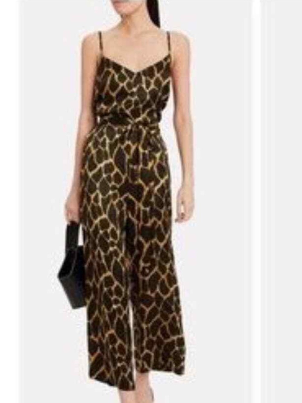 L'AGENCE Silk Brown Giraffe-Print Wide-Leg Jumpsuit